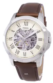 Fossil Grant Automatic Beige Skeleton Dial Luminous Hands ME3099 50M Mens Watch