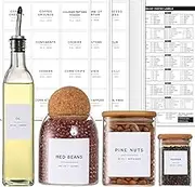 308 Kitchen Pantry Labels for Food Containers, 3 Sizes White Minimalist Organizing, Jars, Storage Bins, Preprinted Waterproof Containers