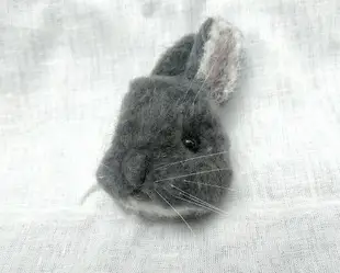 羊毛氈 兔子 灰兔 鑰匙圈 擬真 寵物 客製化 植毛款