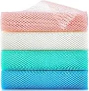 4 Pieces African Exfoliating Net Sponge, Nylon Cloth, Washcloth, Body Scrubbers for Shower, Back Scrubber Skin Smoothers for Bath (Multicolor)