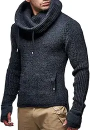 [Leif Nelson] Men's Knitted Pullover | Long-sleeved slim fit shirt | Basic longsleeve sweatshirt with shawl collar for Men