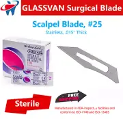 Surgical Scalpel Blade, #25, Sterile Baldes, Stainless .015" Thick MYCO GLASSVAN