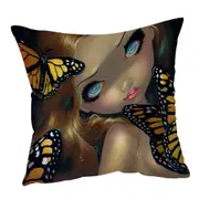 Girl Nymph with Monarchs Butterflies Cushion Cover
