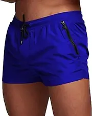 [Aosufei] Men's Drawstring Solid Shorts with Liner Breathable Quick Dry Beach Shorts Casual Elastic Waist Active Shorts