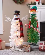 3-Ft. Lighted Character Christmas Tree Festive Holiday Home Decor ELF or SNOWMAN