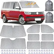 Internal Thermal Blind Set - 8 Pcs Compatible with VW T5/T6 Van SWB (Short Wheelbase), Multi-Layer Durable Material, Silver Reflective Effect, Easy Storage