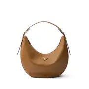 [Prada] Prada Large Arqué Leather Shoulder Bag ONE SIZE BROWN