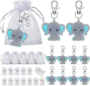 Tenare 40 Sets Baby Shower Favors Return Gifts for Guests Elephant Keychains Thank You Tags Gift Bags Baby Shower Decorations for Elephant Birthday Party Favors Baptism Supplies(Blue)