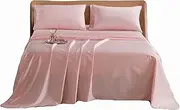 Aulaire 4-PCE bedsheets and Pillowcase Bedding Set (1 top Sheet + 1 Fitted Sheet + 2 Pillowcases) 1000 Thread Count Very fine Long Staple Silky Cotton Fibres. (Rose Pink, Queen)