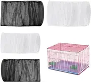 Granmagazz Bird Cage Cover, 4Pcs Adjustable Nylon Mesh Net, Seed Catcher Guard, Breathable, Black, White