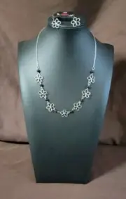 Paparazzi Always Abloom Black Flower Necklace And Earrings