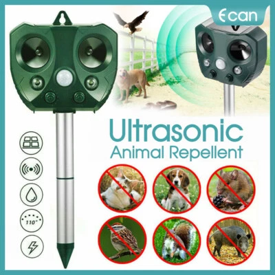 Solar Ultrasonic Animal Repeller Motion Sensor Plug-In Bird Rat Pest Repellent