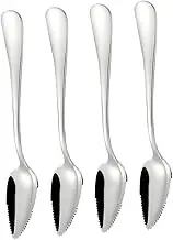 FIXOSHEE 4pcs Stainless Steel Food Spoon Set Serrated Fruit Puree Scraping Spoons for Grapefruit Citrus Supplies Gentle Mouth