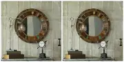 PAIR FARMHOUSE 32" RUSTIC RECLAIMED OLD DOOR MANGO WOOD WALL VANITY MIRRORS
