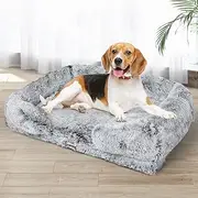 PaWz Orthopedic Soft Warm Cushion Sofa Pet Bed Mat, Medium, Dog Calming Beds with Washable Cover, Memory Foam Dog Sofa Bed with Bolster, Dog Couches with Waterproof Inner Lining, Anti-Slip Bottom
