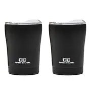 2PK Coffee Culture Stainless Steel Double Wall 350ml Reusable Travel Cup Black