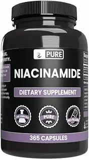 Pure Niacinamide (Vitamin B3) |1-Year Supply |365 Capsules |No Magnesium Filler, Gluten-Free, Vegetarian, No Flush, Made in The USA, 425mg Natural & Undiluted Niacinamide (Vitamin B3)