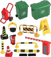 Kisangel Educational Traffic Sign Toy Set 15pcs Miniature Traffic Barricades Road Blocks Toys Bright