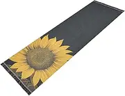 ZRYSMY Sunflower Closeup Black Washable Runner Rug 2’ x 6’ Non-Slip Floor Carpet Runner Rug for Hallways Kitchen Laundry Room Bedroom Floor Carpet Runner- Soft Thin Mat for Family Pet