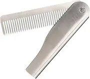 Folding Comb for Men - Travel Stainless Steel Hair Comb - Pocket Hairbrush for Men, Hair Straightener for Everyday Grooming Styling, Beard or Mustache
