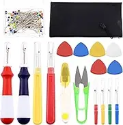Rustark 121Pcs Seam Rippers Set Thread Remover Tools Includes 8Pcs Sewing Seam Rippers, 10Pcs Tailors Chalks, 100Pcs Sewing Pins and 2Pcs U Shape Scissors for DIY Sewing Dressmaking Embroidery