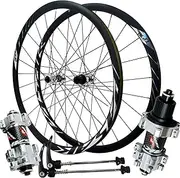 [ZECHAO] 700C Road Bike Wheelset,Disc Brake Rim 24H Hole Quick Release Hub for tire 700C*23C-45C Racing Road Bike Wheelset 8-12 Speed Wheelset (Color : Silver, Size : HG)