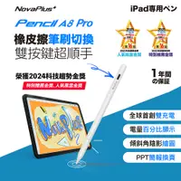 在飛比找PChome24h購物優惠-Pencil A8 Pro iPad雙充電繪圖手寫筆-經典白