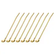 16Pcs 8.6" Stainless Steel Spoon Straws Reusable Twist Handle Spoon, Gold