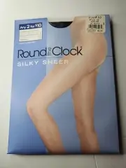 Vintage Round the Clock Silky Sheer Control Top Pantyhose Jet Black Size A/B