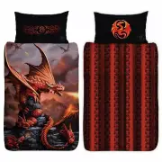 ANNE STOKES FIRE DRAGON SINGLE BEDDING SET REVERSIBLE DUVET COVER FANTASY