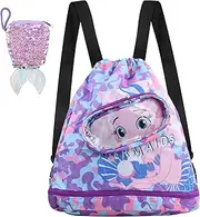 Drawstring Backpack for Kids, Sports Gym PE Bag for Kids, Drawstring Bags for Children, Backpack for Kids, Drawstring Gym Bag Swimming Bag for Kids, Waterproof Drawstring Backpack for Girls