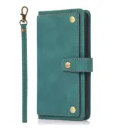 Crossbody Phone Case Wallet PU Leather Flip Wrist Holder iPhone Cases-Blue