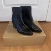 Lucky Brand Wallinda Size 8.5 Ankle Pointed Toe Boot Block Heel Black NEW