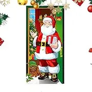Christmas Front Door Cover | Merry Christmas Background Cover - Waterproof Funny Christmas Santa Banner Backdrop, Christmas Santa Background Banner For House, Wall, Door