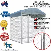 Pet Dog Kennel Outdoor Large Size Outside Puppy Metal House w/ Waterproof Roof