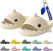 [secwell] Shark Slides Pillow Sandals for Women Men Toe Squishy Shower Slippers Cute Cartoon Summer Casual Shower Beach Shoes Toe Bathroom Pool Massage Slippers