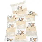 Sweet Unisex Bunny Teddy Quilt Cover Set for Cot or Toddler Bed