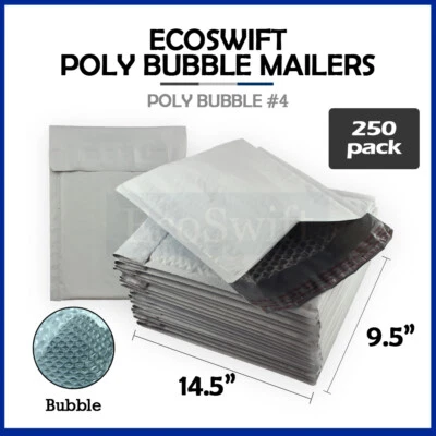 250 #4 9.5 x 14.5 EcoSwift Poly Bubble Mailers Padded Envelope Shipping Bags