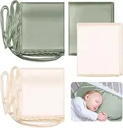 Hosuly 2 Pcs Satin Bassinet Sheet Baby Hair Soft Silk Feeling Sheet Baby Bassinet for Rectangle Cradle Pad Mattress Boys Girls Newborn Infant(Green and White)