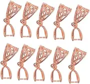 [NeaxgeandX] 10 Pieces Filigree Flower Pendant PIn Bails Connector DIY Jewelry Rose Gold