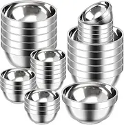 Mimorou 20 Pack 304 Stainless Steel Bowls Set 13 oz 34 oz Metal Double Walled Insulated Snack Mixing Lightweight Multipurpose Toddler Dinner Bowls for Ice Cream, Cereal, Snack