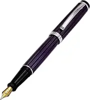 Xezo Incognito Fountain Pen, Fine Nib. Purple Layered Lacquer with Pure Platinum Plating. Handcrafted, Limited Edition, Serialized