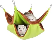 Furtryvl Chinchilla Hammock,Double-Layer Squirrel Bed - Portable Sugar Glider, Soft Pet Hangable Hammock Bedding, Small Pet Cage Accessories Toy for Hamster Ferret Chinchilla