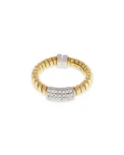 Alberto Milani 18K Yellow Gold Via Mercanti Tubogas Diamond Pave Ring