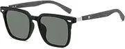 HMKING Retro Tr90 Eyebrow Frame Polarized Sunglasses for Mens Womens Retro Mirrored Lens Sun glasses for Driving Fishing, Black-green