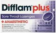 Difflam Plus Sore Throat Blackcurrant 16 Lozenges