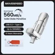 MOVESPEED USB 3.2 Type-C Flash Drive 520MB/s High Speed SSD 1TB-128GB Pen Drive