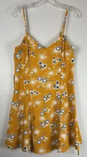 NEW ModCloth On Cloud Nineties Shift Dress S Yellow Summer V-Neck Mini 1347/48