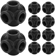 3/4" Black Pipe Fittings 6-Way Side Outlet Tee - Home Expert 4 Pack Malleable Cast Iron Threaded Pipe Fittings 6-Way Side Outlet Cross for Industrial Pipe Shelves Bracket Vintage Pipe Furniture