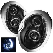 Mini Cooper 02-06 Single Halo Daytime Running DRL LED Black Projector Headlights (for: Mini)